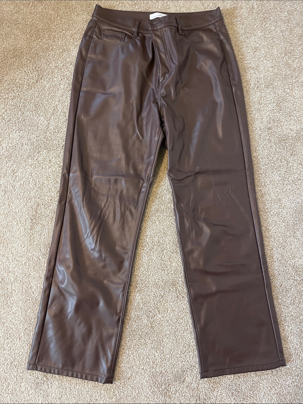 LOFT Men's Dark Brown Faux Leather Pants